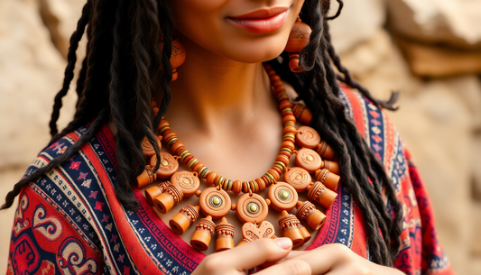 tribal women making terracotta Handmade Necklace