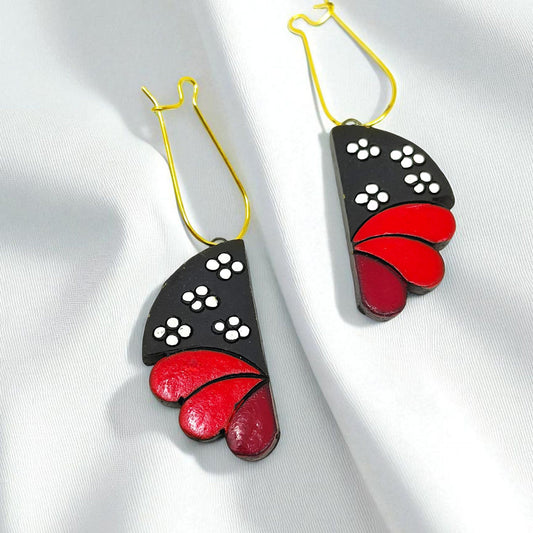 ASTRIA JEWELLERY Indian ethnic jewelry set with black and red butterfly-shaped earrings