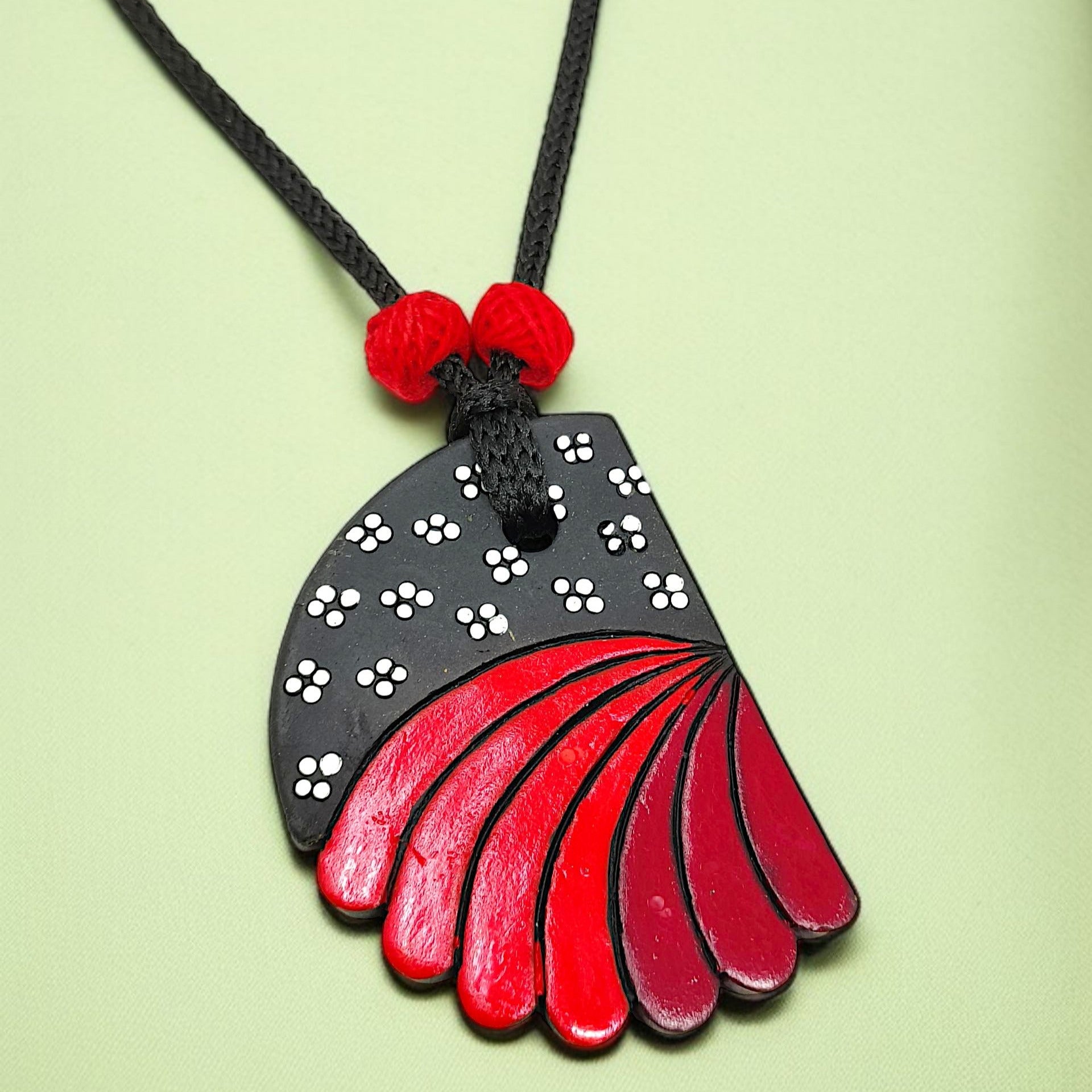 ASTRIA JEWELLERY black and red pendant on black cord necklace Indian ethnic jewelry set
