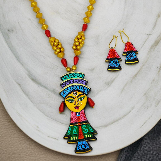 ASTRIA JEWELLERY colorful traditional hand-painted necklace and matching earrings set